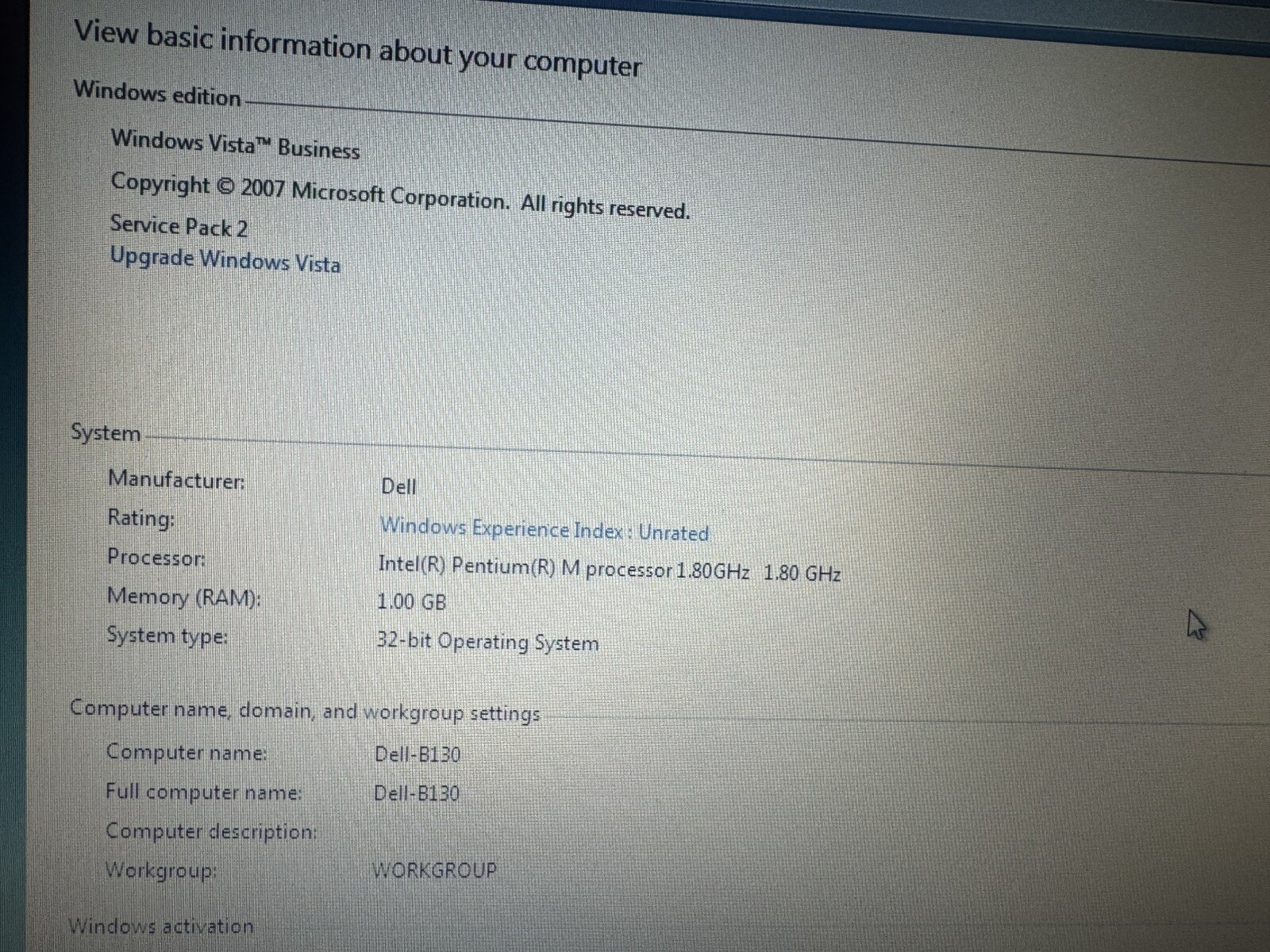 Dell Inspiron B130 Laptop, Win10Home,Centrino 1.80Ghz, 60GB, 2GB, DVD/CDRW, WiFi