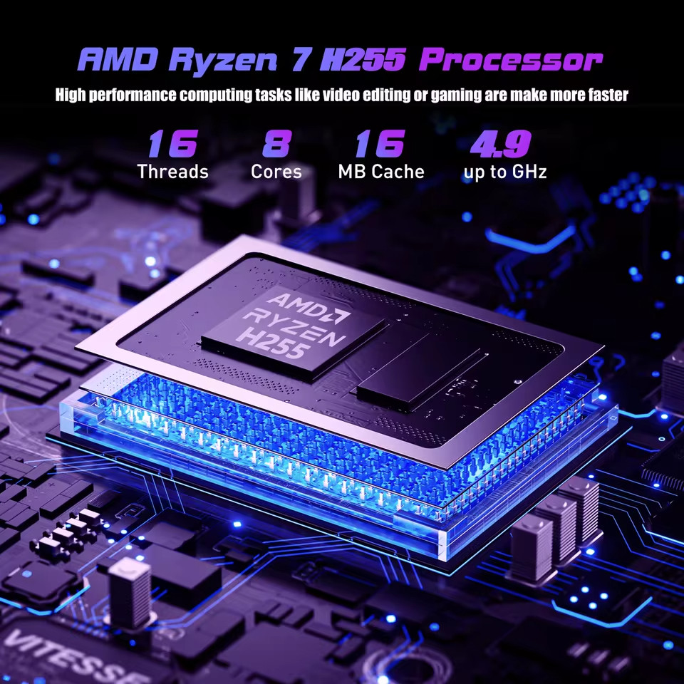 Laptop 16” FHD Gaming Laptop AMD Ryzen 7 H255 16GB RAM 512GB SSD Windows 11 Pro