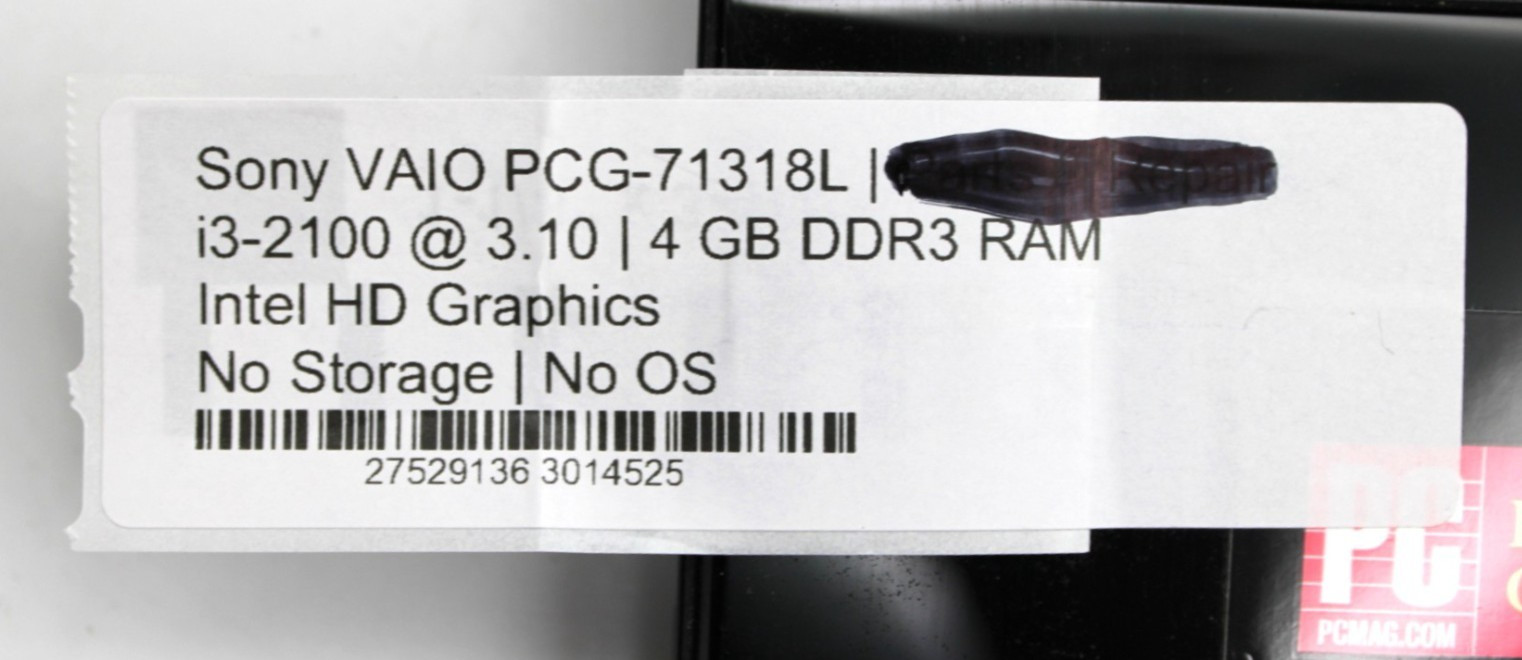 Sony VAIO PCG-71318L 13-2100 @3.10GHz 4GB RAM DDR3 NO STORAGE/OS *USED/TESTED*