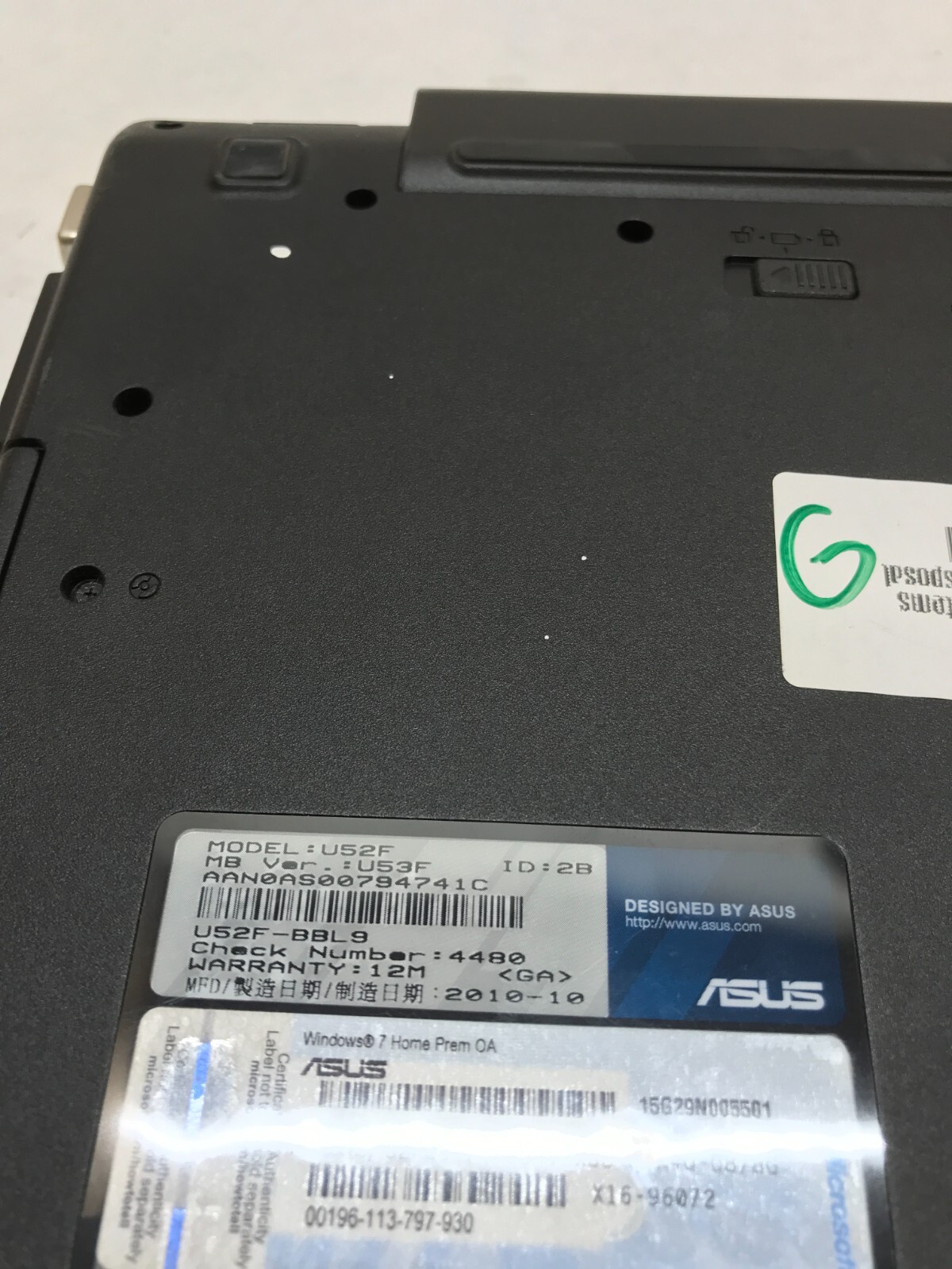 Asus U52F 15″ Laptop Intel Core i5-460M 2.53GHz 4GB RAM NO HDD/OS No Caddy – -DW