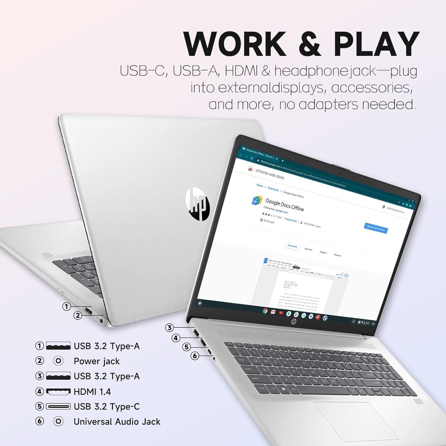 HP 17.3″ Laptop, Intel 10-Core i5-1334U, Up to 64GB RAM 2TB SSD, Win11Pro Silver