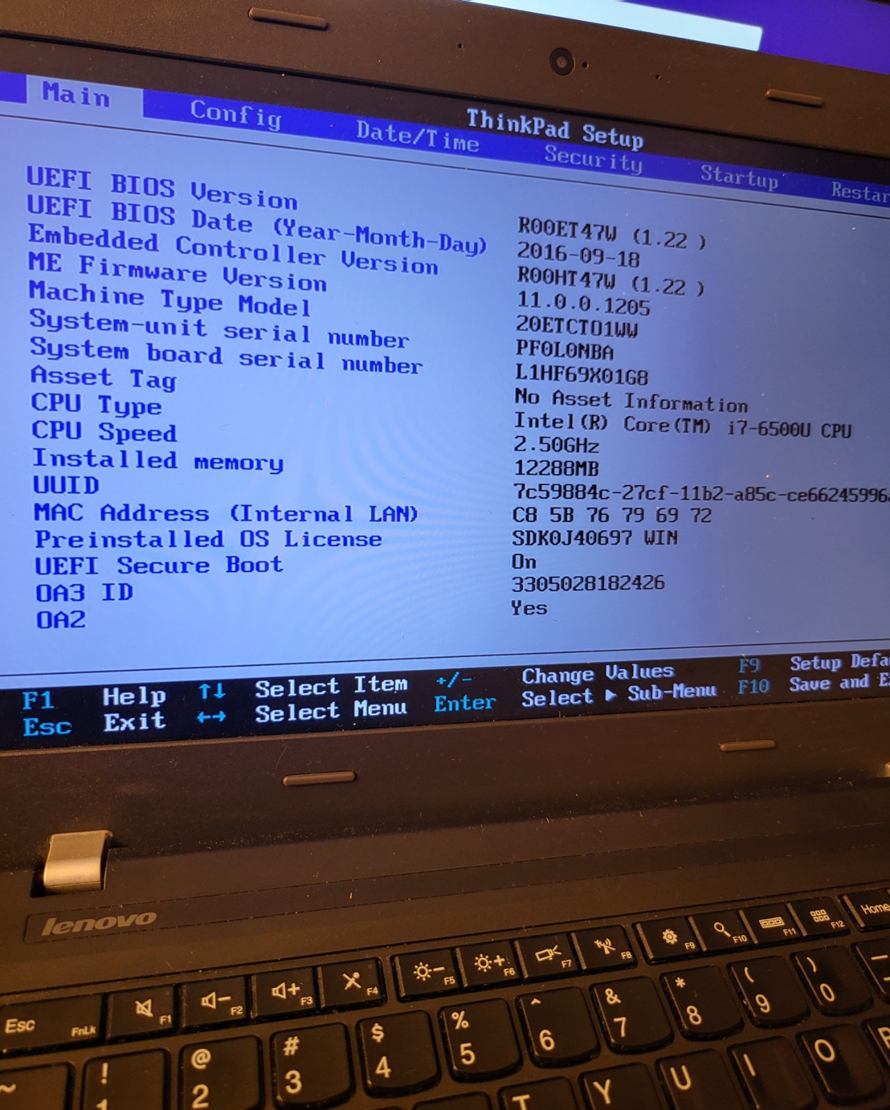 Lenovo thinkpad E460 i7-6500U CPU @2.5GHz 12BG RAM No SSD 061102