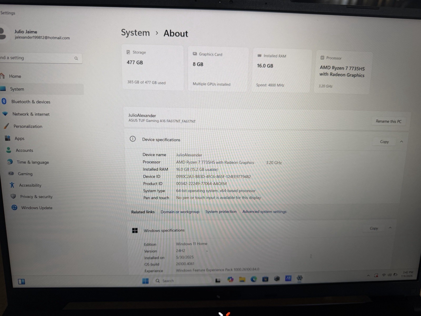 ASUS TUF Gaming A16 16-inch 165Hz Gaming Laptop FHD, AMD Ryzen 7, 16GB RAM