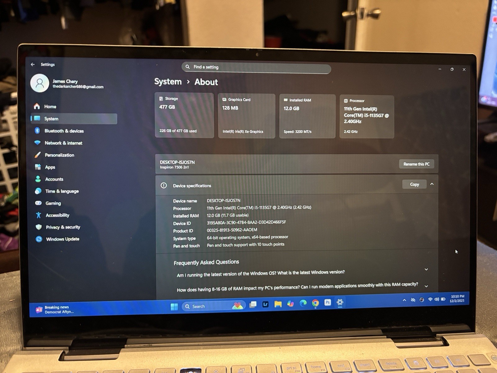 Dell Inspiron 7506 2-in-1