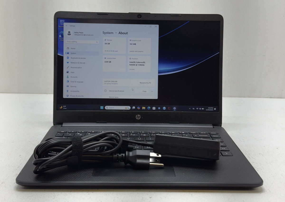 HP 14-DQ3210 14” Touch Laptop Intel Celeron N4500 4GB DDR4 64GB eMMC