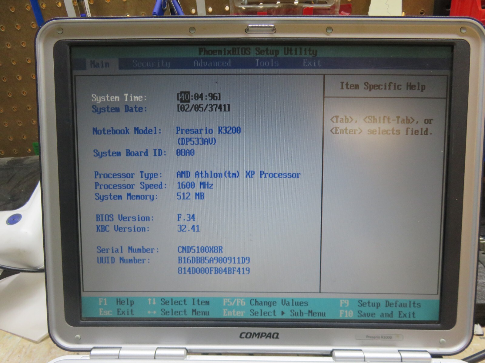HP Compaq Presario R3000 R3200 Laptop AMD Athlon XP 512MB Ram No HDD or Battery