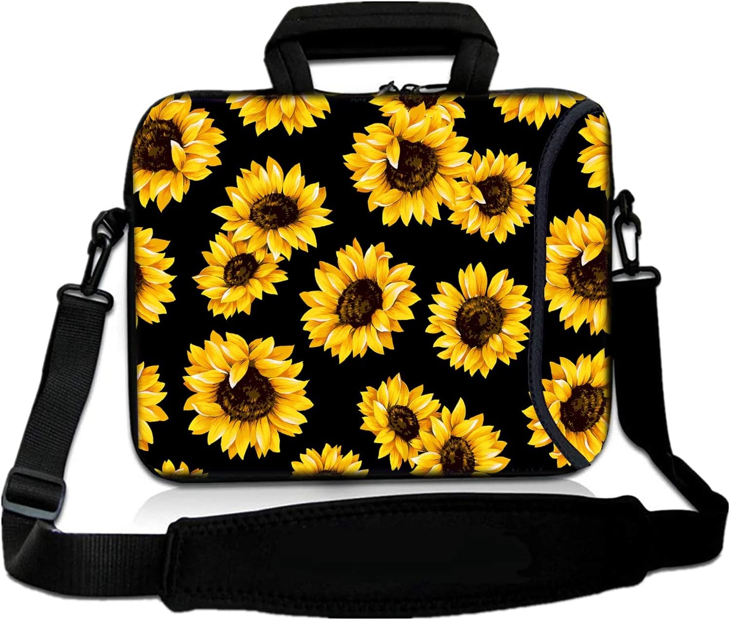 Neoprene Shoulder Bag for 14-15.6 Inch Laptops with Accessories Pocket, Sunflowe