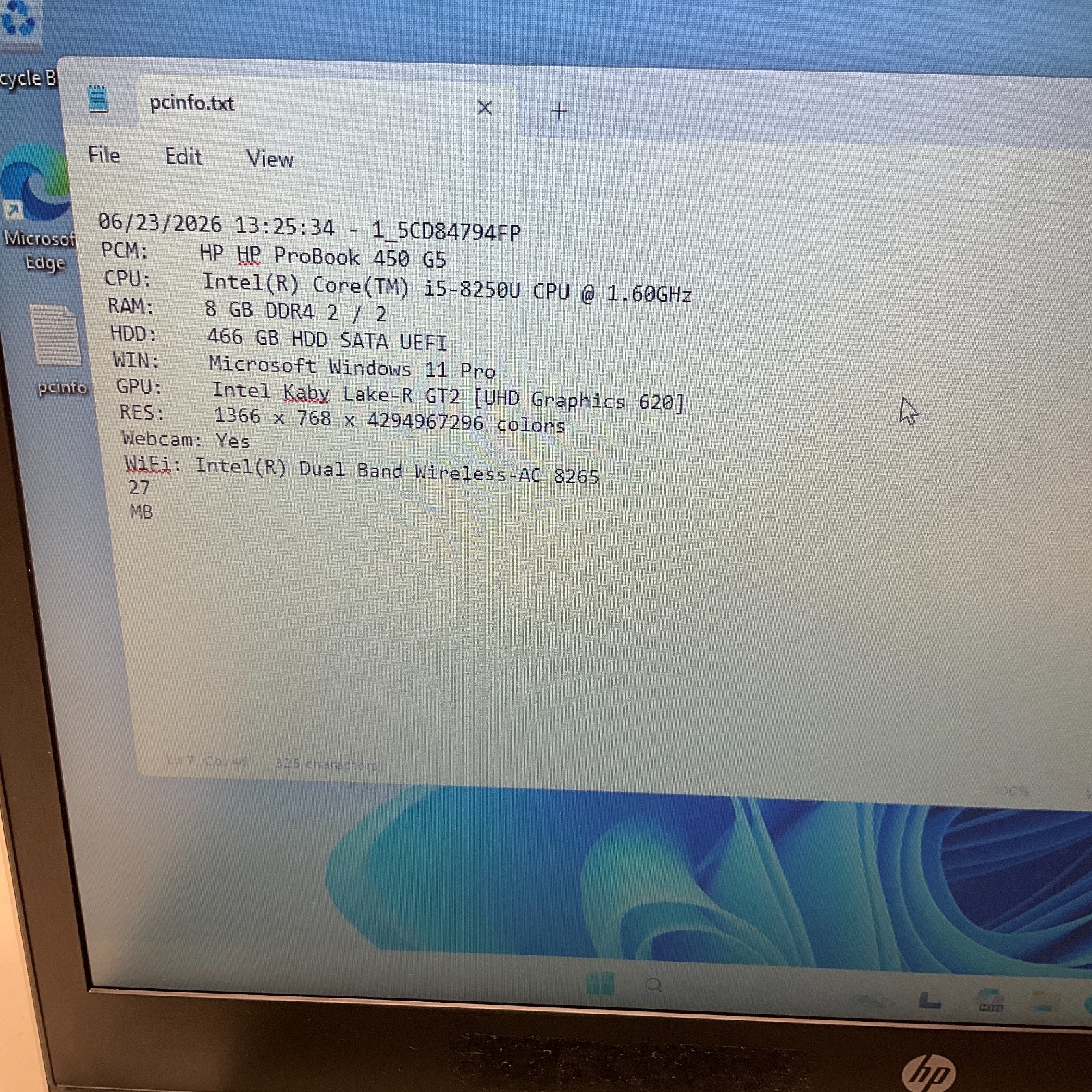 HP Probook 450 G5 15.6” Intel Core i5-8250U 1.60GHz 8GB 500GB HDD Windows 11
