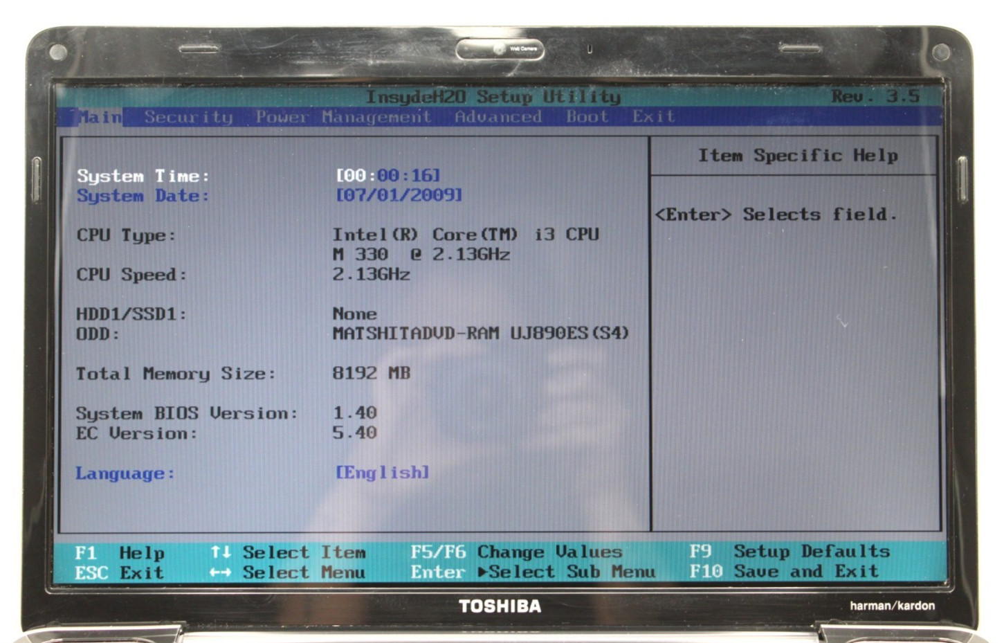 Toshiba Satellite A505 i3-M330@2.13GHz 8GB DDR3 NO STORAGE OR OS *USED/TESTED*