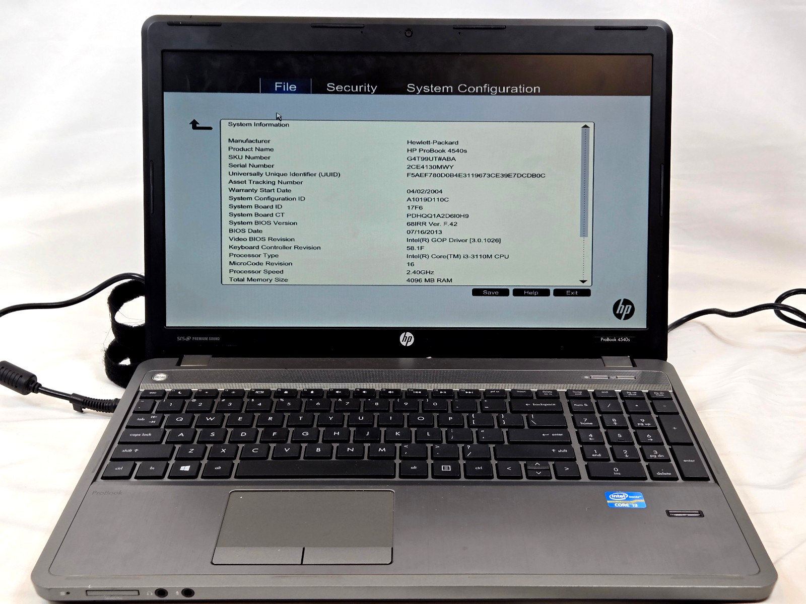 HP ProBook 4540s Laptop i3 4GB RAM No Storage Drive No OS