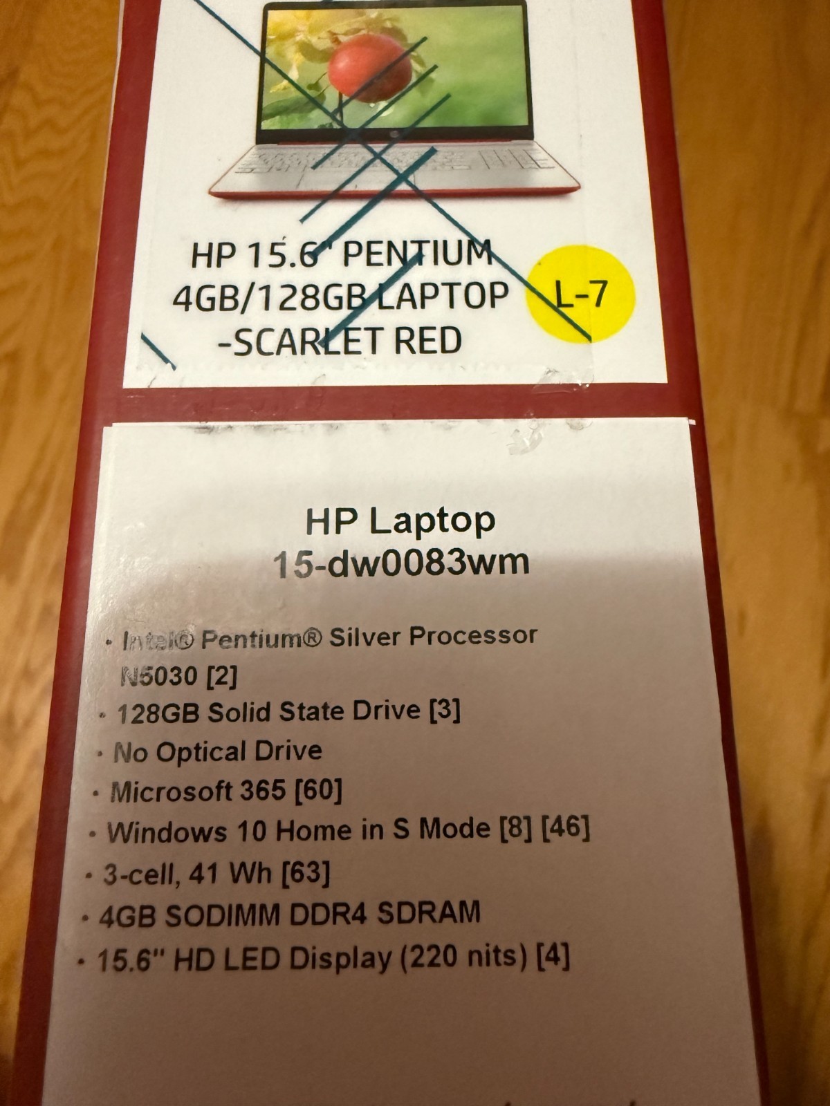HP 15-DW0083WM 15.6” Intel Pentium Silver N5030 4GB RAM 128GB SSD SCARLET RED