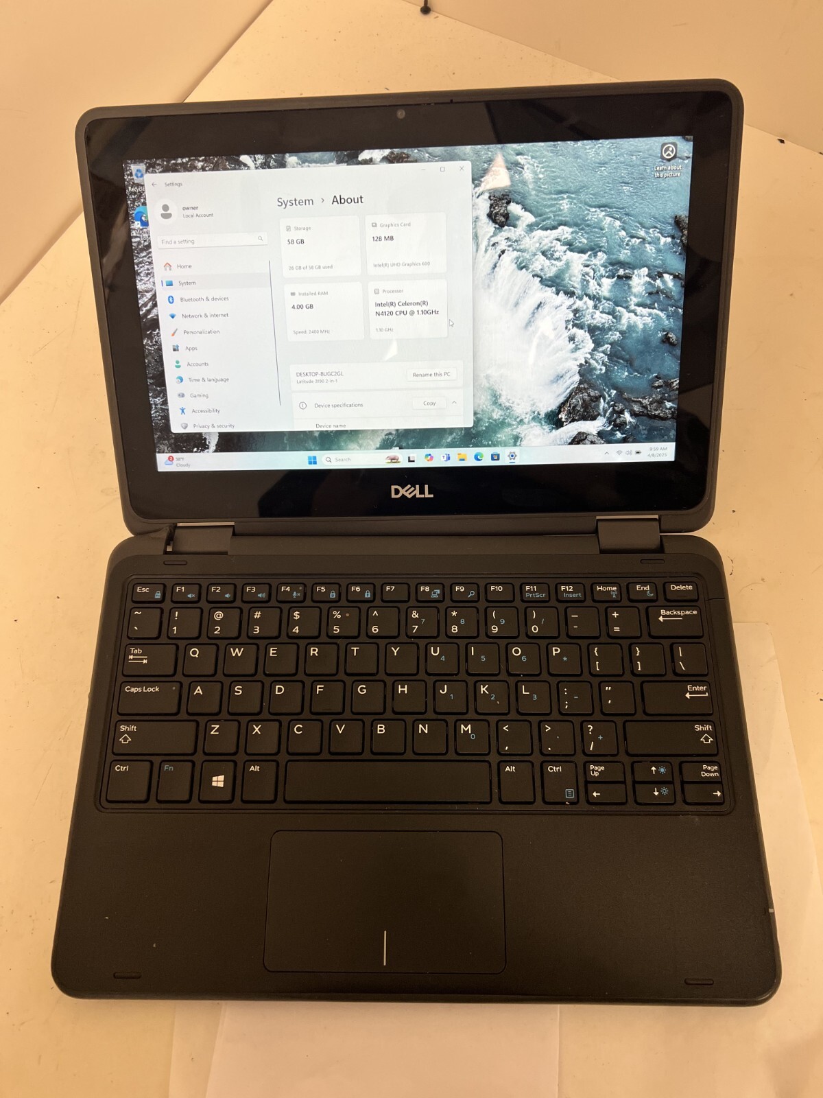 Dell Latitude 3190 11.6″ 2-in-1 Intel Cel N4120 1.1Ghz 4GB RAM 64GB SSD NO Touch