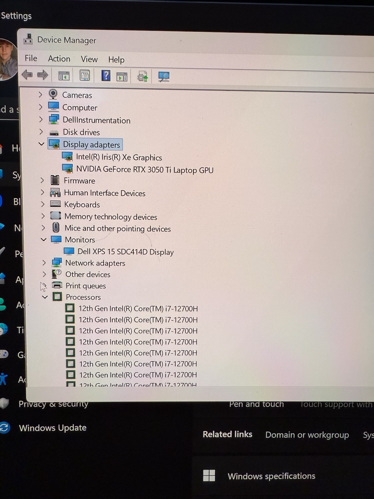 Dell XPS 15 9520 – Core i7 12700- GeForce RTX 3050ti- 1Tb SSD