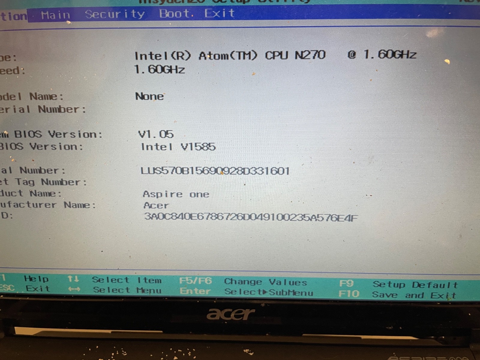 Acer Aspire One KAV10 | Intel Atom N270 @1.6GHz / 1GB RAM