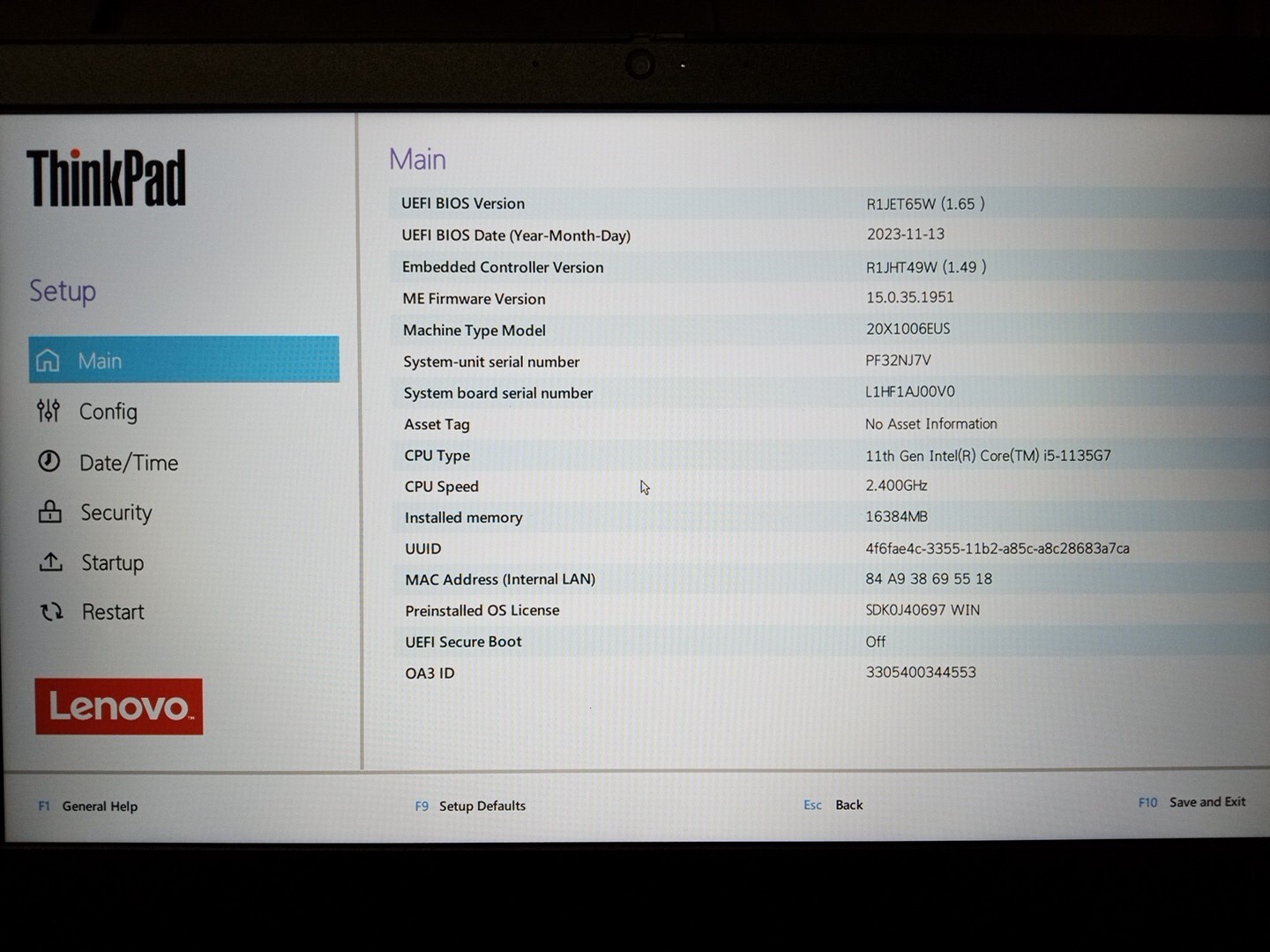 LENOVO ThinkPad L14 2nd Gen 14″, i5-1135G7 @ 2.4 Ghz 16GB Ram, 512GB SSd