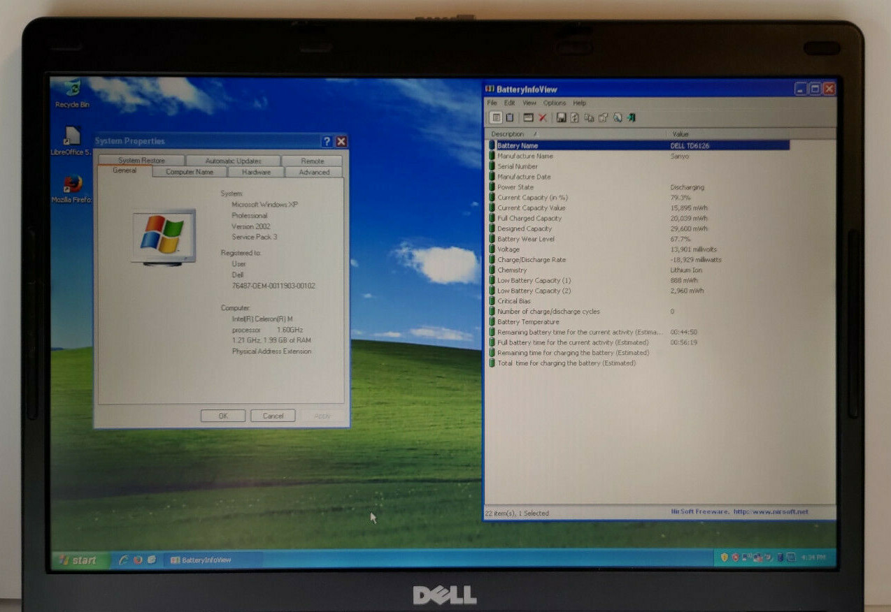 Dell Inspiron B130 14″ Intel Celeron M 380 1.6 GHZ 2GB RAM 40GB HDD Win XP