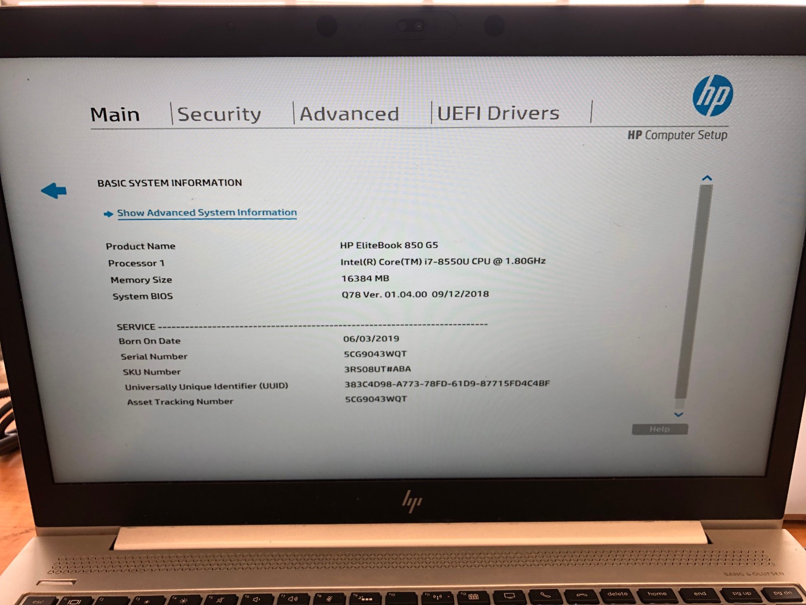 HP EliteBook 850 G5 15.6″ Laptop w/ i7-8550U 1.8GHz CPU 16GB RAM No SSD
