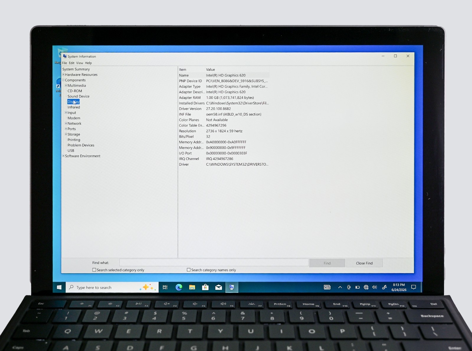 Microsoft Surface Pro 5 1796 i5-7300 2.6GHz 8GB RAM 256GB SSD Windows 10