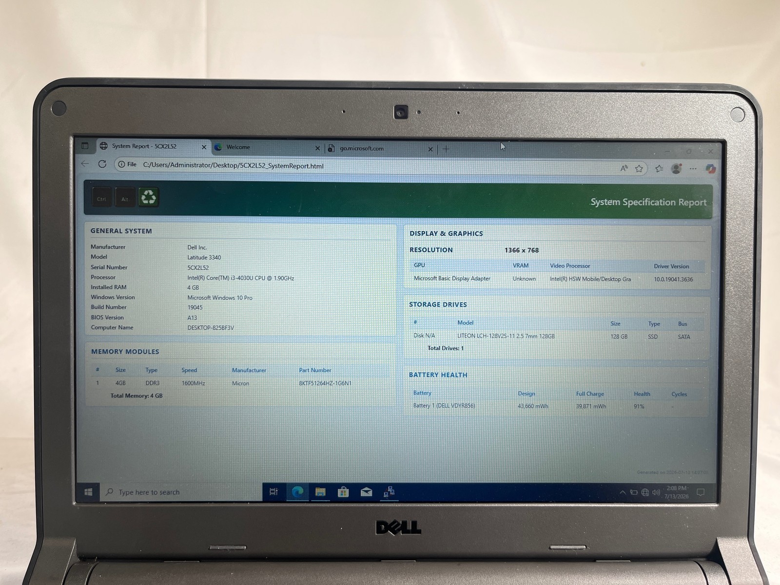 Dell Latitude 3340 i3-4030U 4GB 128GB SSD 13.3″