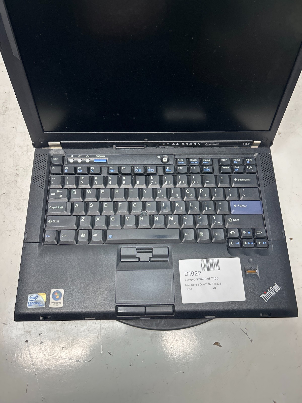 Lenovo ThinkPad T400 Intel Core 2 Duo 2.26GHz 2GB NO HDD