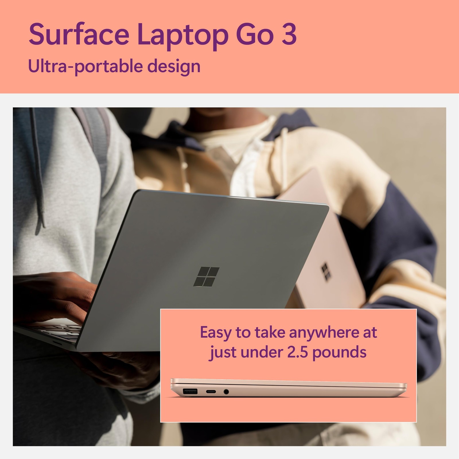 Surface Laptop Go 3 – Touch – i5-1235U – 8GB RAM – 256GB SSD – Sandstone