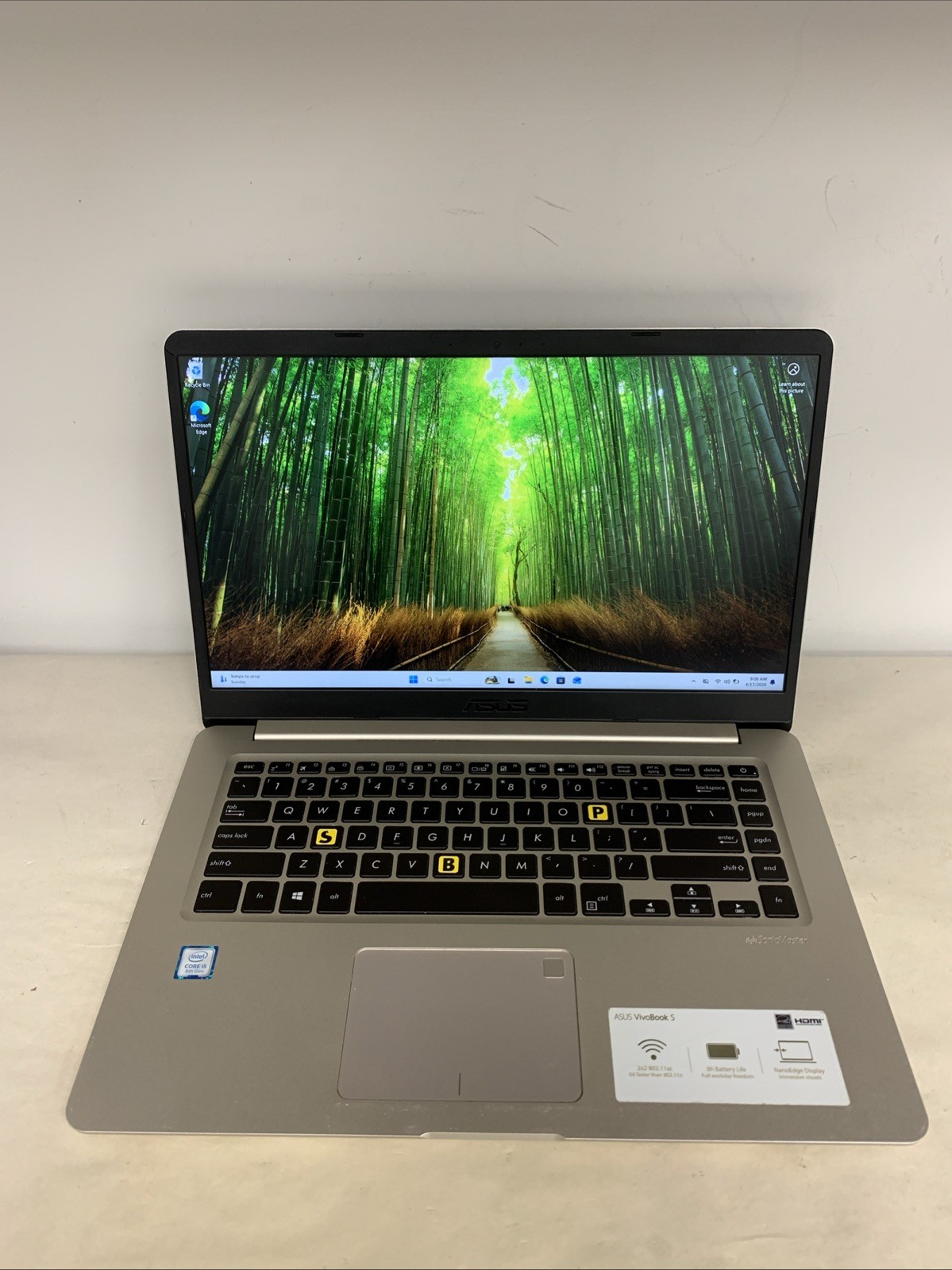 ASUS VivoBook S15 Silver Laptop Intel Core i5-8250U 8GB RAM 256GB SSD Win11 Home