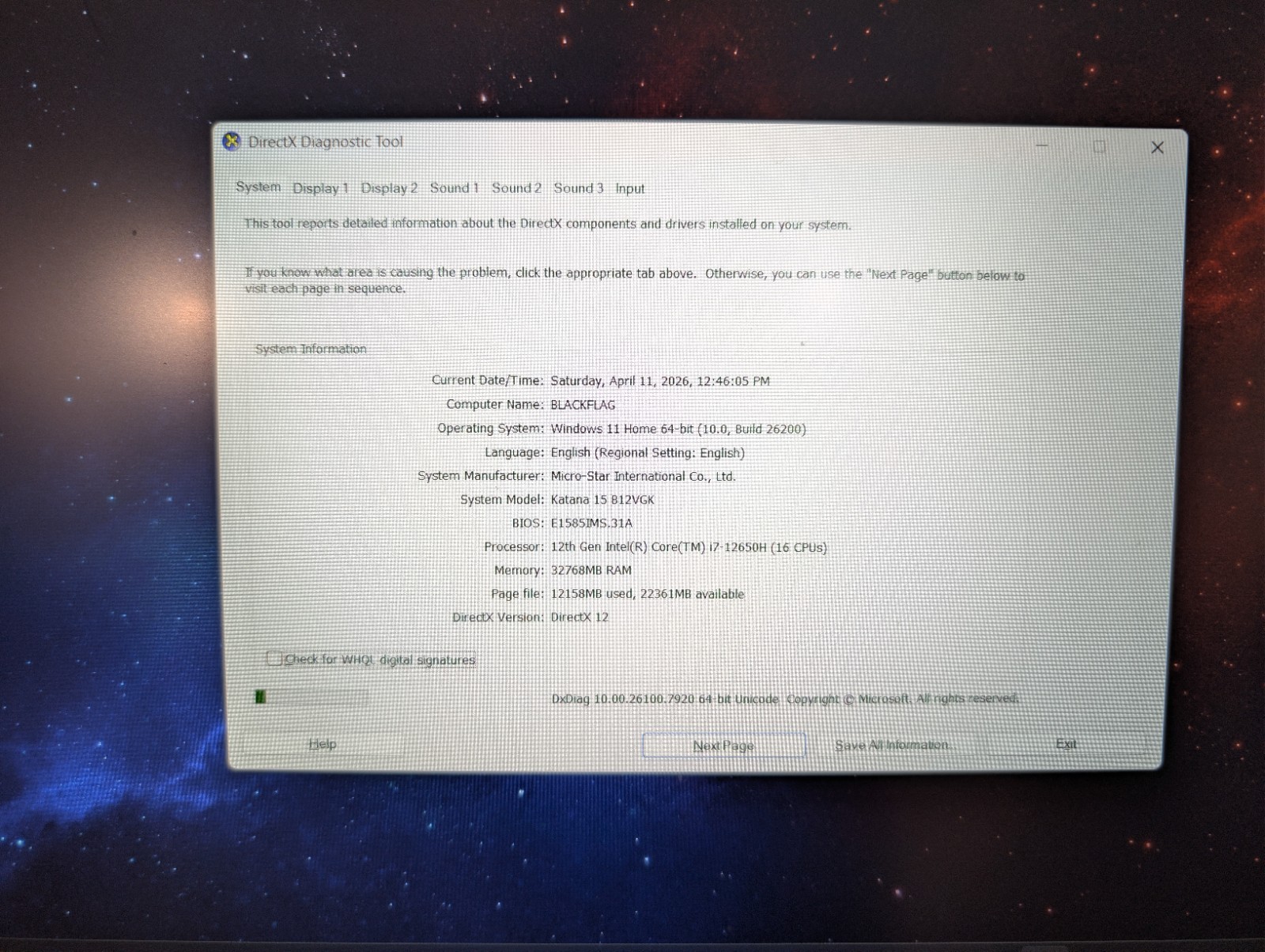 MSI Katana 15 B12VGK 15.6in i7 12th Gen RTX 4070 32GB Win 11 Black