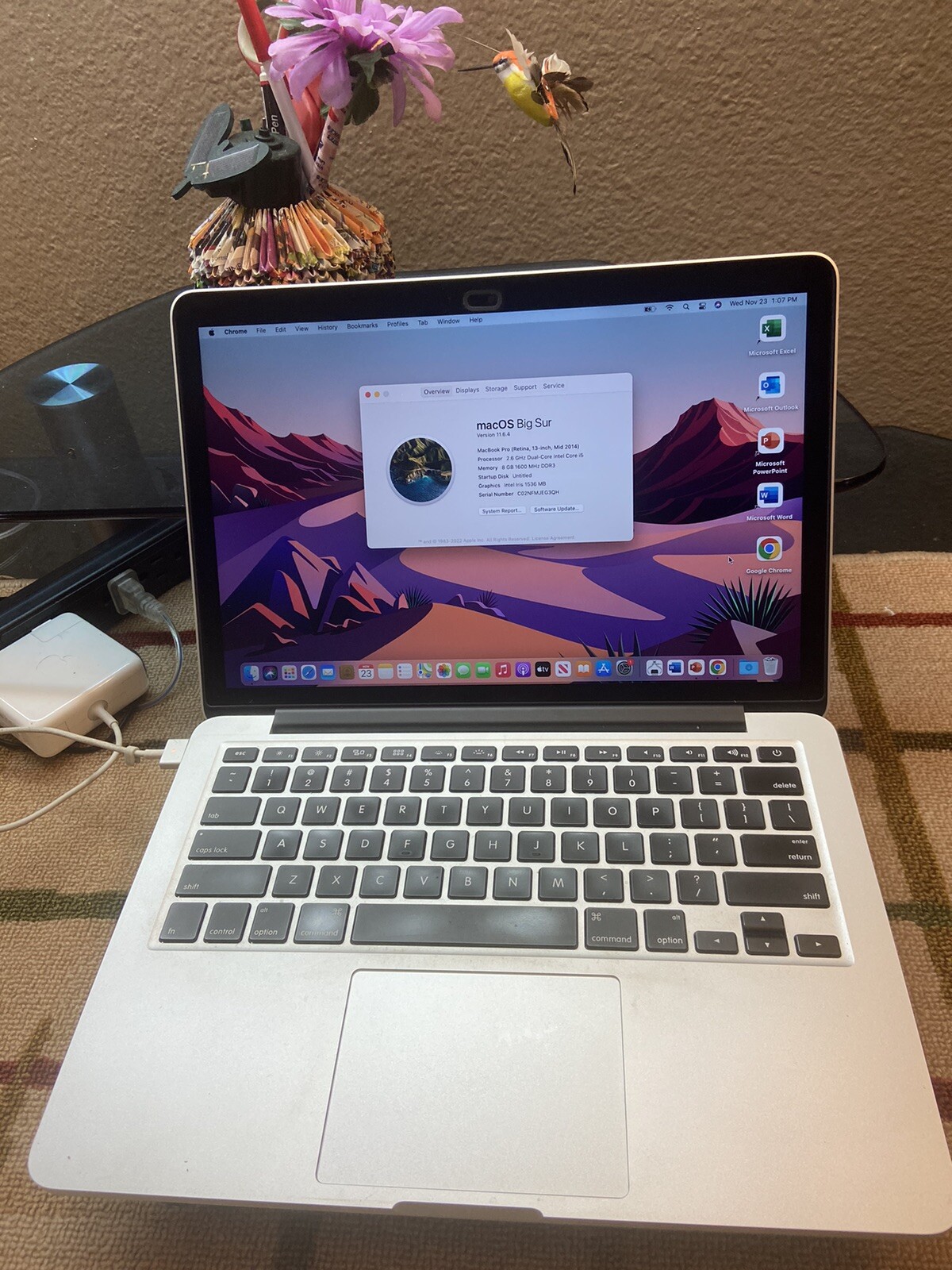 MacBook Pro 13-Inch “Core i5” 2014,Retina,BigSur,MsOffice,Webcam,HDMI, Charger