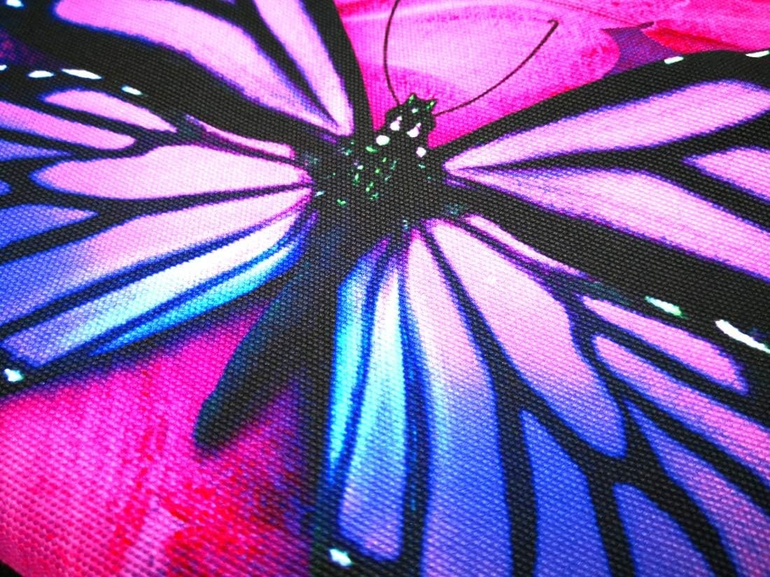 14.5 15 15.6 Inches Canvas Laptop Shoulder Bag Case, Purple Butterfly Messenger