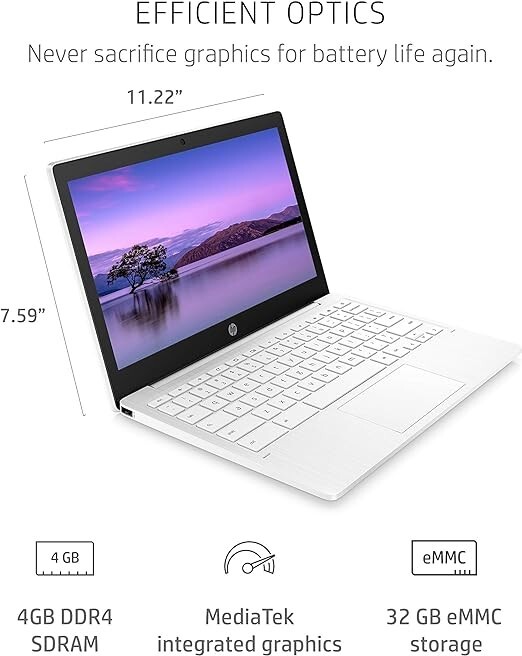Brand New HP Chromebook 11a-na0021nr 11.6″ 32GB 4GB RAM- Snow White