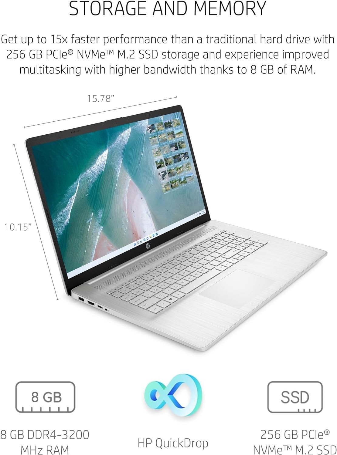 HP 17-cn0025nr laptop 4X573UA#ABA intel core i5-1135G7 17.3″HD 8GB 256GB WIN 11