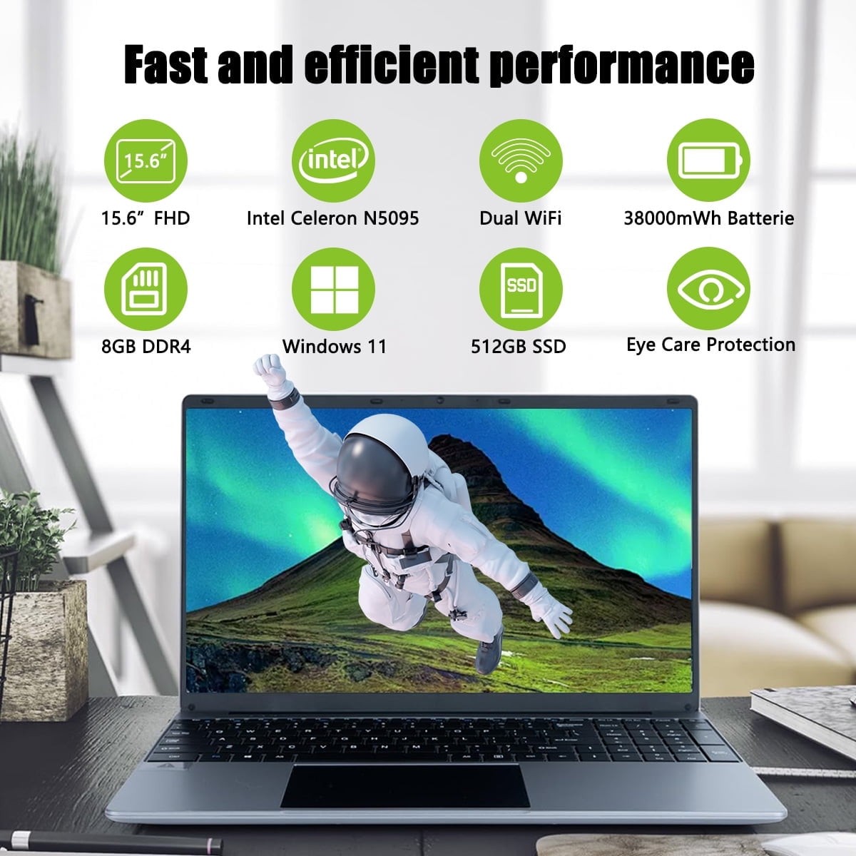 New 15.6″ Windows 11 Laptop, Intel Celeron N5095 12GB RAM 512GB SSD, Business