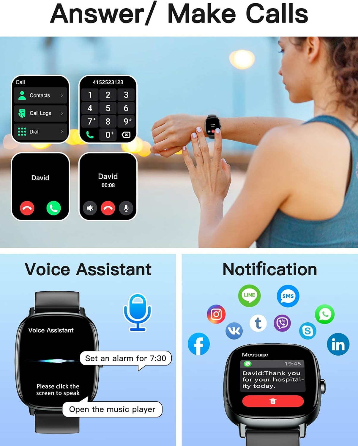 Smart Watches for Men Women with GPS Built-in, Answer/Make Calls, 1.95″ Smartwat