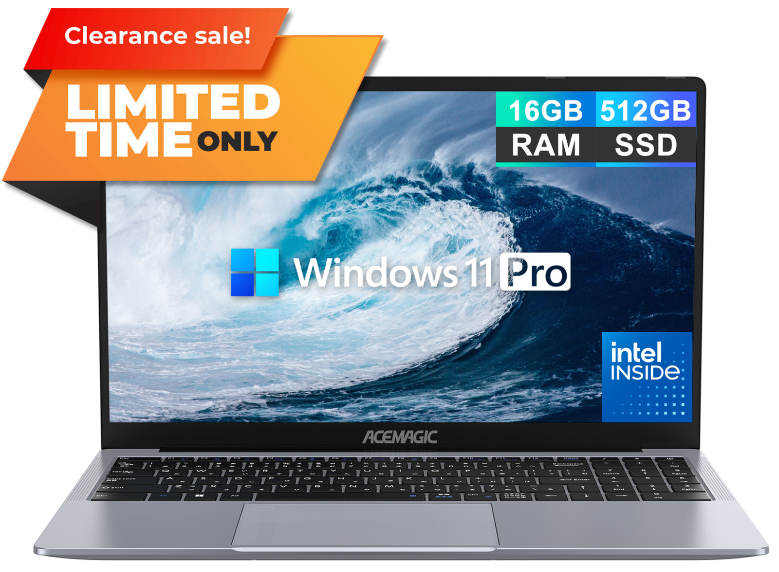 ACEMAGIC 15.6″ Laptop Computer 16GB RAM 512GB SSD, Ιntel N150, Win 11 Pro