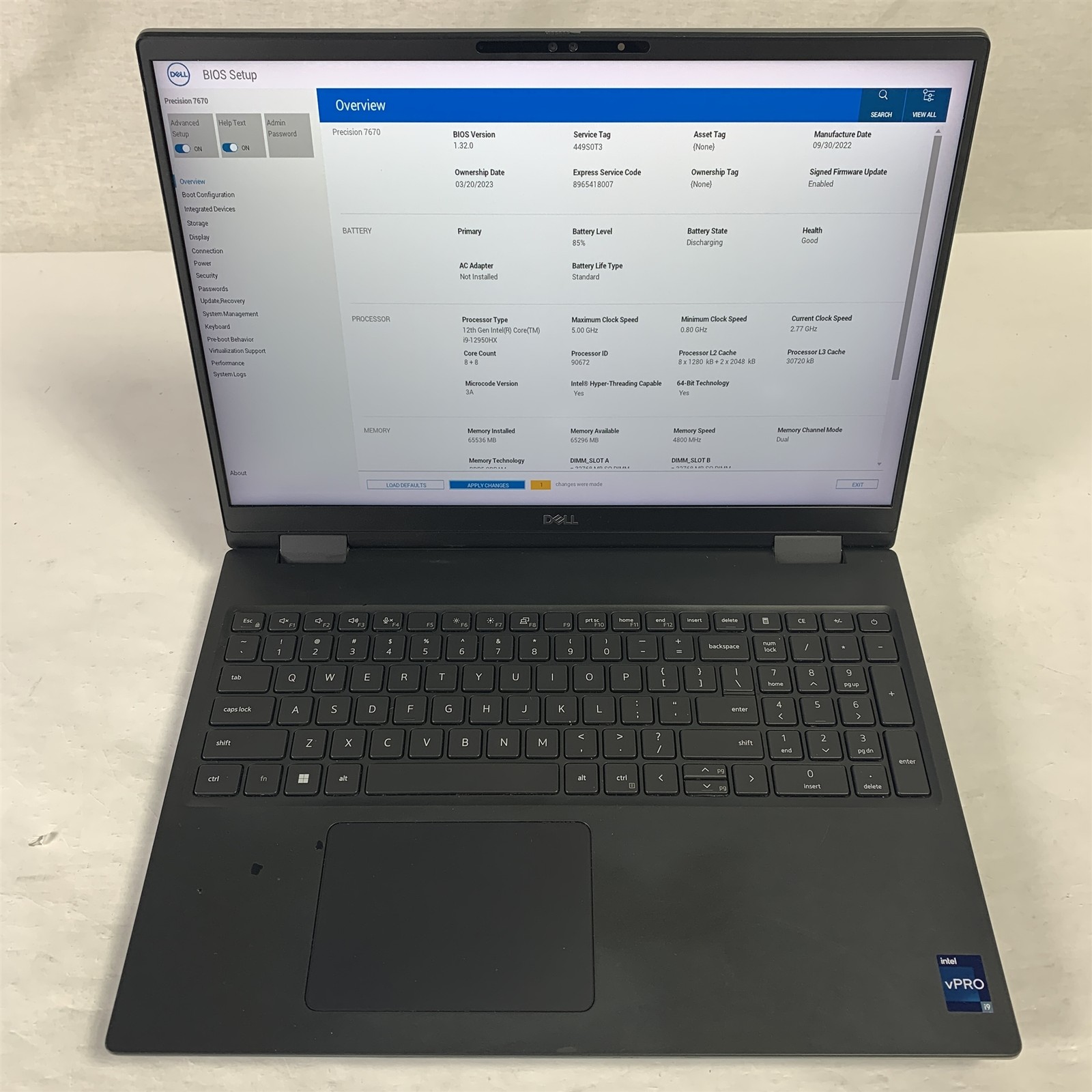 Dell Precision 7670 16″ Laptop i9-12950HX 2.3GHz 64GB 1TB NVMe SSD – Win11