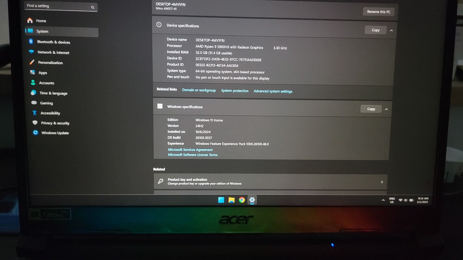 Acer Nitro 5 NVIDIA RTX 3080 Ryzen 9 5900HX 17.3″ 1440p 165Hz 32GB RAM, 1 TB SSD