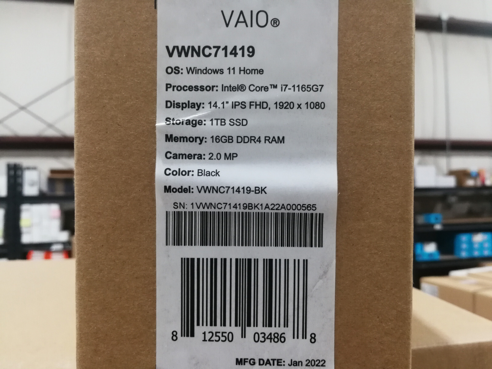 BRAND NEW VAIO Laptop Intel Core i7 16G RAM 1TB SSD 14.1 FHD Black VWNC71419-BK