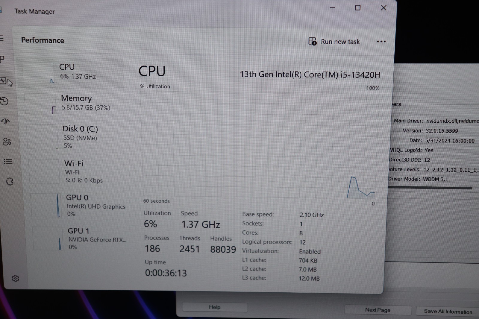 MSI Thin 15 B13UC MS 16R8 15.6″ i5-13420H 2.1GHz 16GB RAM 512GB SSD RTX 3050