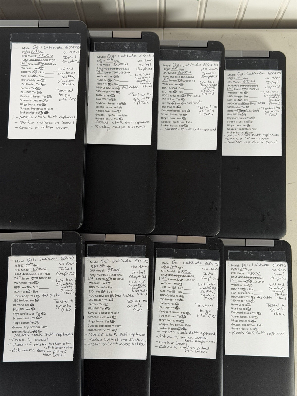 LOT OF 12 Dell Latitude E5470 14″ i5-6300U No RAM/SSD/OS/Charger *READ