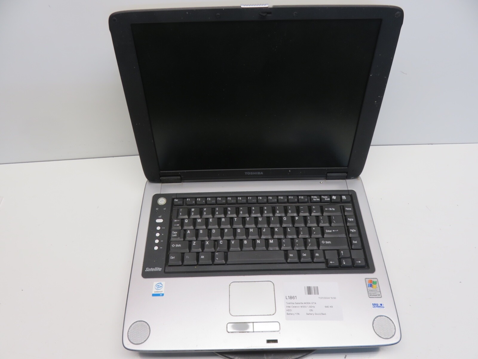 Toshiba Satellite M35X-S114 Intel Celeron M350 1.3GHz 640 KB NO HDD No Batt