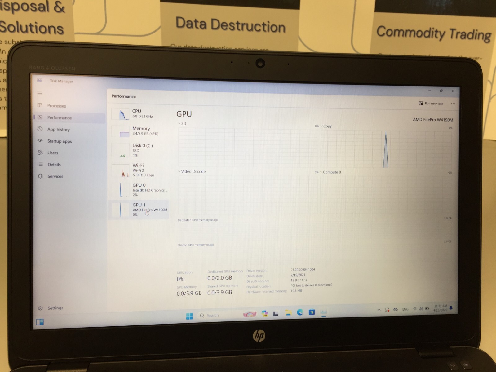 HP ZBook 15u G3 – 15.6″ Core i7 6th gen 2.60GHz 8GB RAM 256 GB SSD WIN 11 PRO