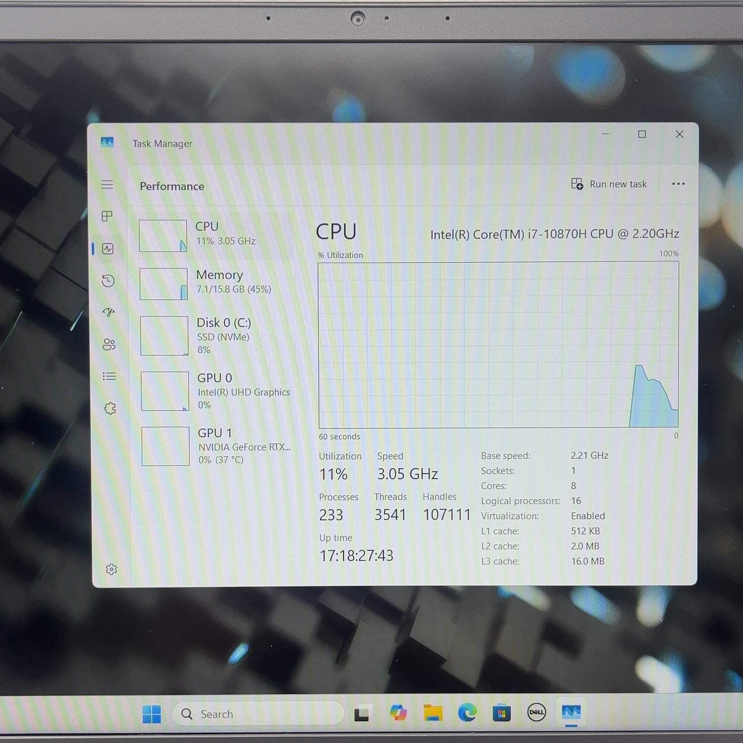 Broken Dell G15 5510 15.6″ i7-10870H 16GB RAM 512GB SSD GeForce RTX 3060 READ