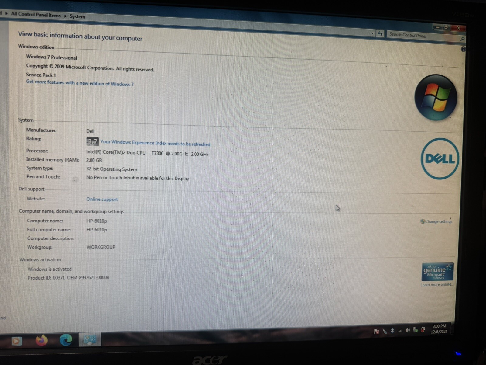 14.1” HP Compaq 6510b Laptop Core 2 Duo 2.40GHz 160GB HDD 2GB RAM