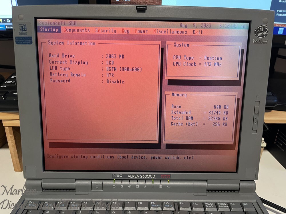 NEC VERSA 2630CD Laptop Pentium 133, 32MB RAM, 2GB HDD, Win 98 w/ Original PSU