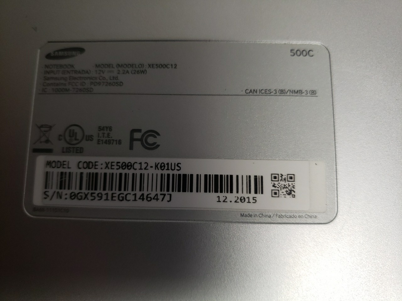 Samsung 500C Chromebook 11.6″ 16GB SSD 2GB RAM NO CHARGER FREE SHIP