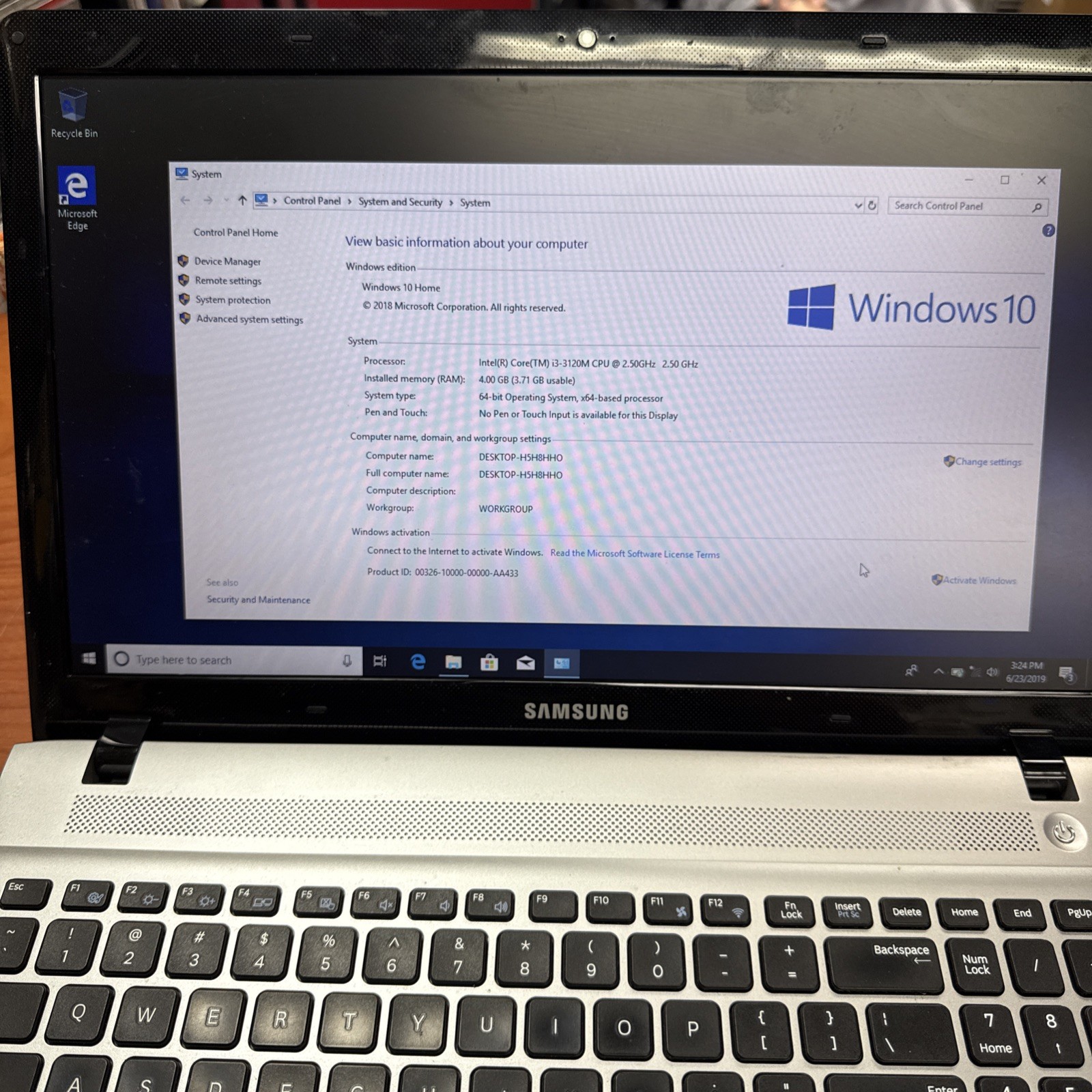 SAMSUNG NP300E5E I3-3120 2.50GHZ 4GB Of RAM – 750 GB Hard drive – Windows10