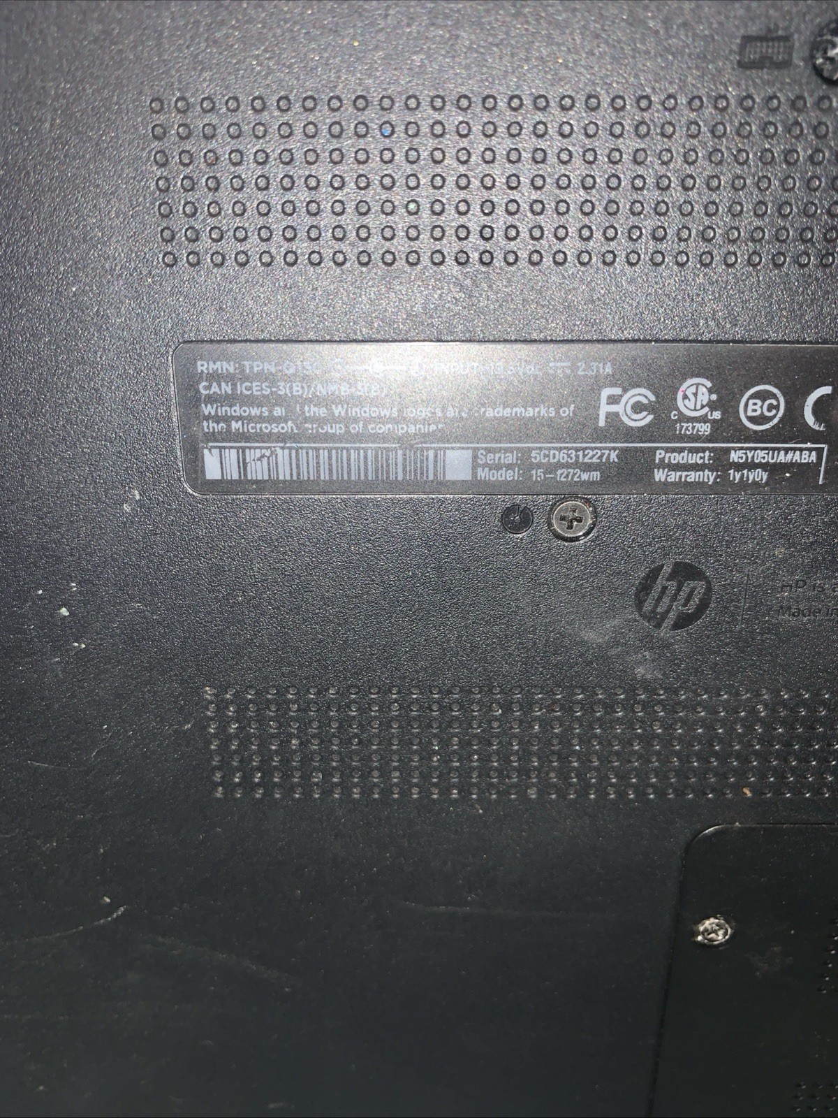 “HP 15.6” Laptop Pentium N3540 4GB 500GB HDD