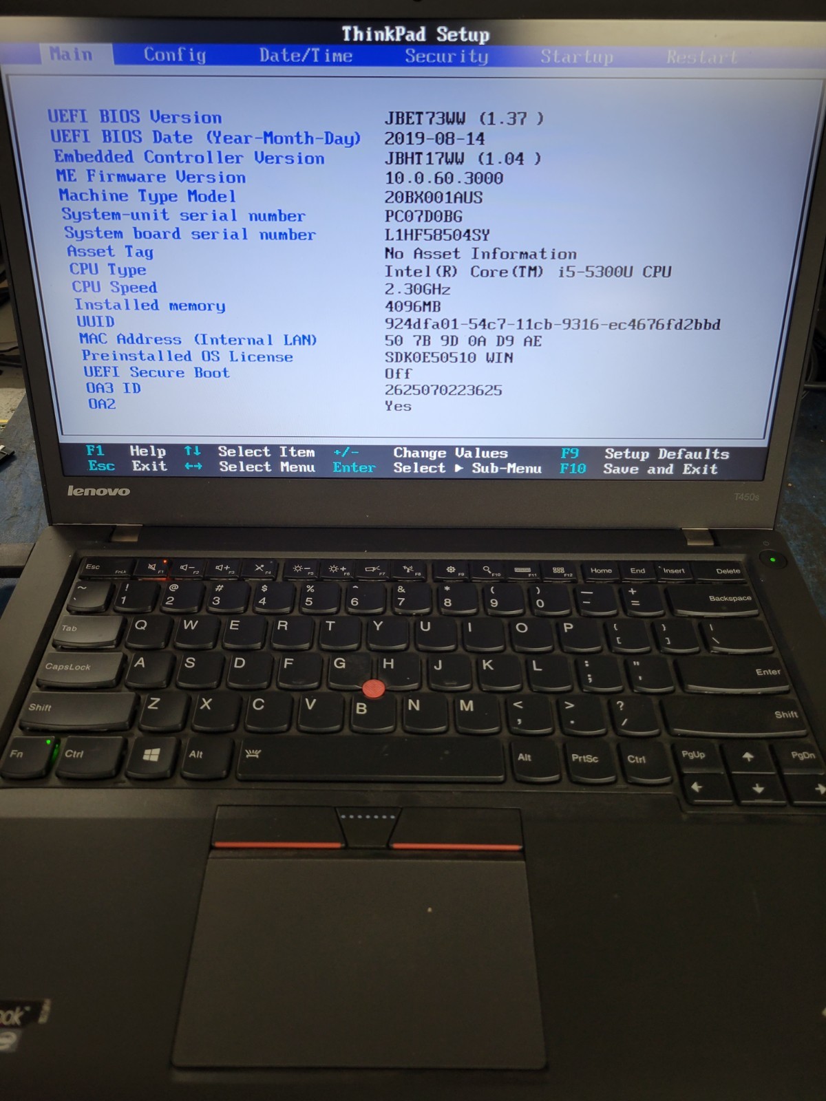 4x Lenovo ThinkPad T450s i5-5300U 4GB RAM No HD/OS *BIOS/Read* | C1084*