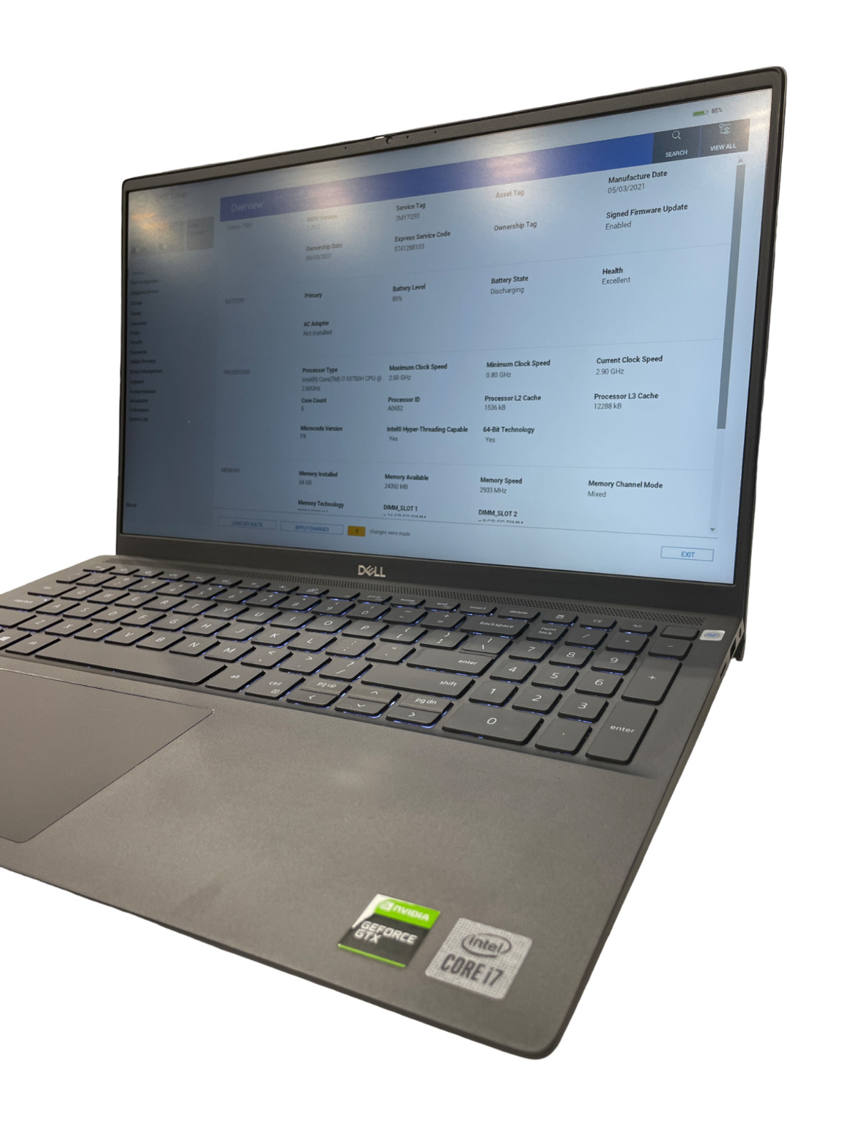 Dell Vostro 7500 15.6″ i7-10750H 24GB 512GB NVMe GTX 1650 Ti *Read* 2MY7Q9 #26
