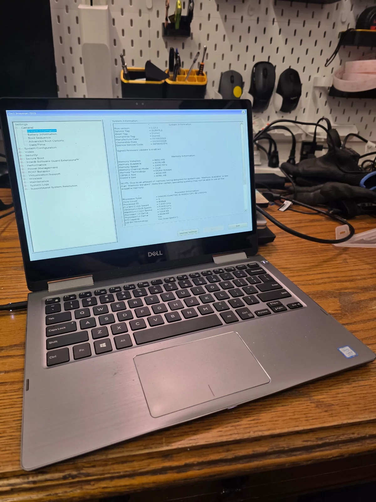 Dell Inspiron 7373, i5-8250U, 8GB, NO SSD/OS, POSTS, For Parts
